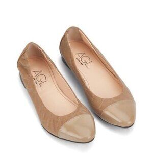 Agl Naomi Natural Quilted Cap Toe Ballet Flat Size 38.5 / US 8.5